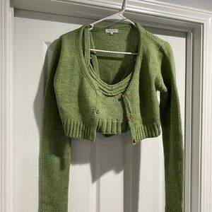 Green Sweater & Crop Top set